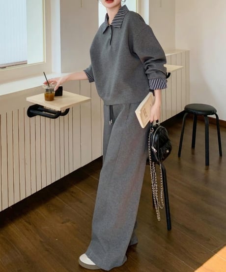 stripe point sweat set-up　hm2500