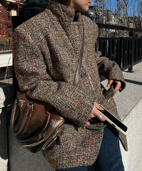 retro tweed jacket / 2color　hm1080