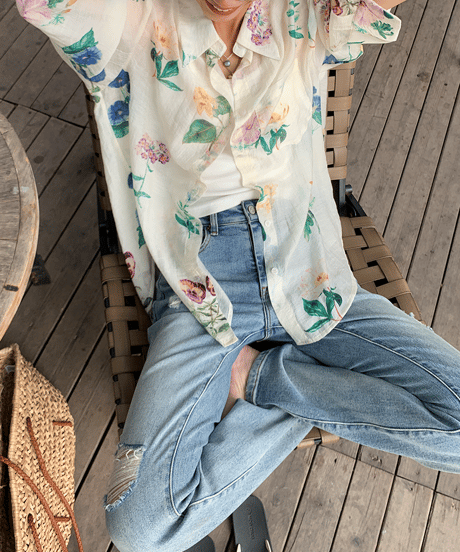 botanical sheer shirt / 2color　hm1882
