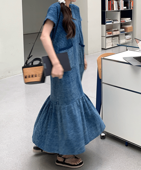 flared denim dress　hm2867