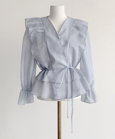 frill wrap blouse / 4color　hm2824