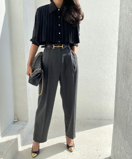 pleated cropped shirt  / 2color　hm2643