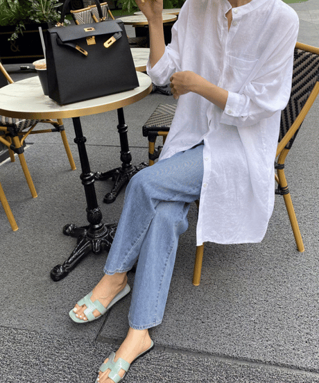 relaxed linen shirt　hm2939