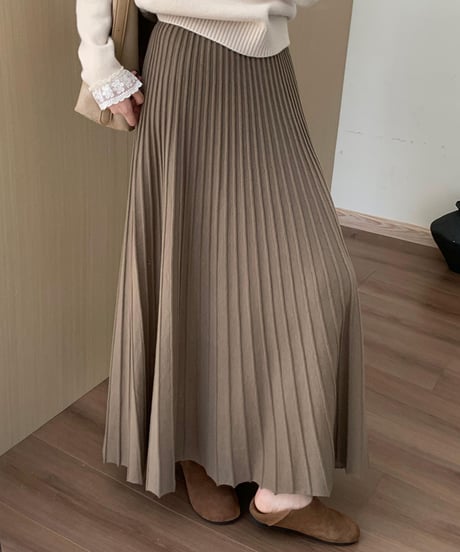 pleated knit skirt / 4color　hm2717