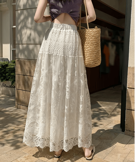 embroidered lace skirt　hm2871
