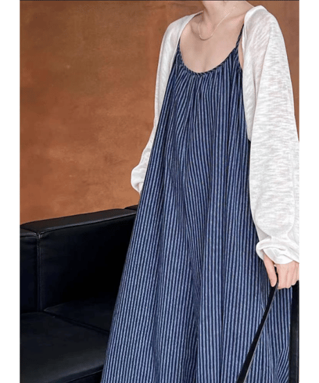 striped salopette pants　hm2972