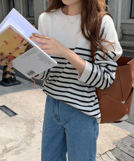 stripe knit top　hm2554