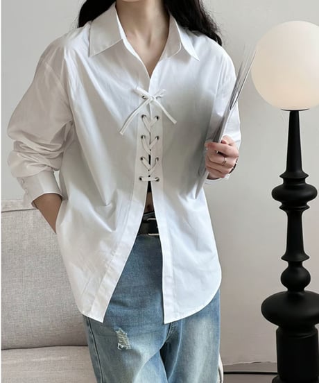 lace-up front shirt　hm2064