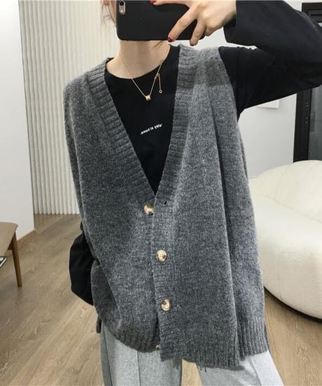 oversized knit vest / 4color　hm2618