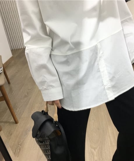 white shirt layered style top　hm1852