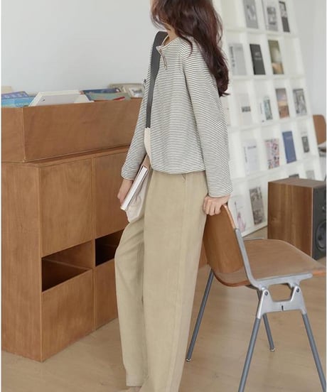 henley neck border top　hm1739