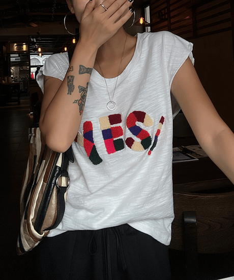 logo message t-shirt / 2color　hm2424