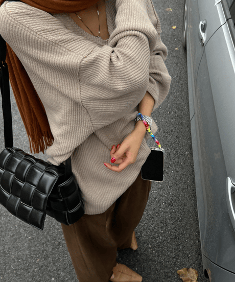 v-neck knit top / 2color　hm1129