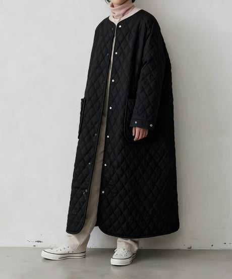 collarless quilted coat　hm2686