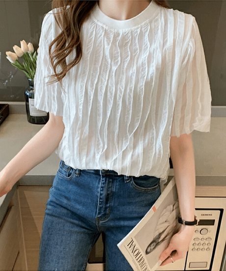 sheer pleated top / 2color　hm2969