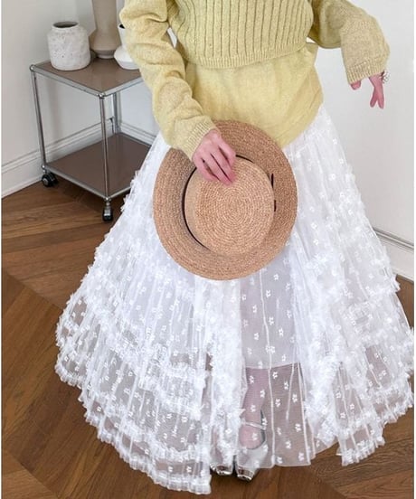 sheer tiered skirt / 2color　hm2272