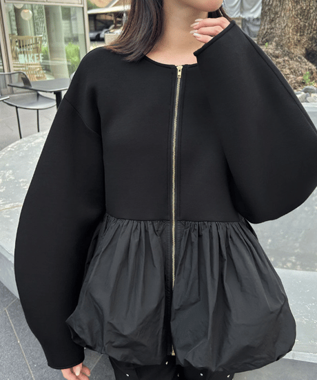 peplum zip-up top / 2color　hm2646