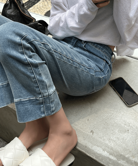 semi-flared denim pants / 2color　hm1300