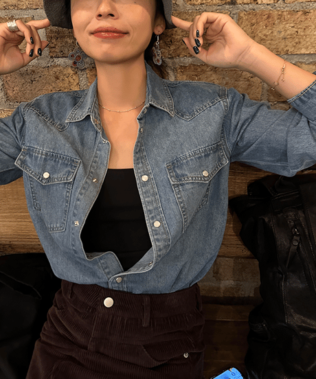 washed denim shirt / 2color　hm2086