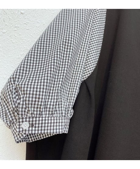 checked sleeve blouse / 3color　hm2636