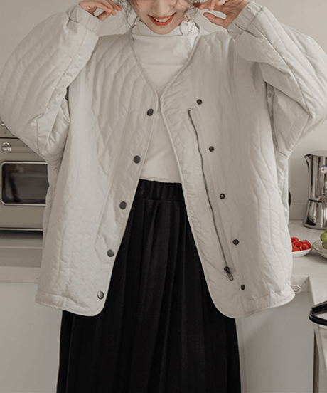 quilted v-neck jacket　hm2707
