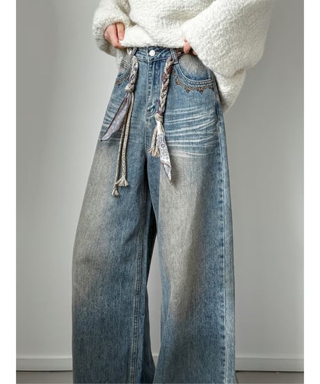 wide denim pants　hm2806