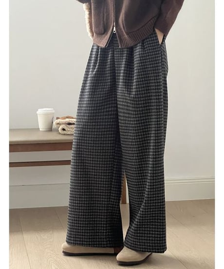 check wide pants / 2color　hm1782