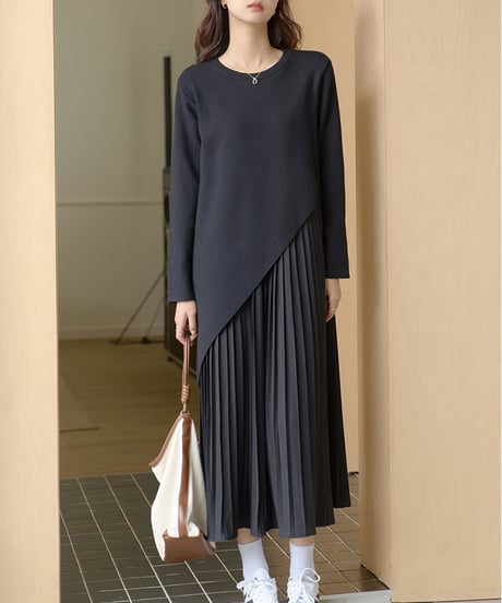pleated docking dress / 2color　hm1674