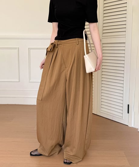 waist tie wide pants / 3color　hm2266