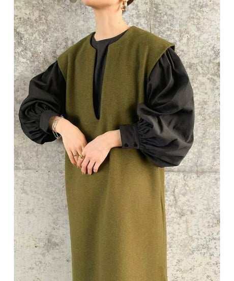 deep v-neck dress / 3color　hm2527