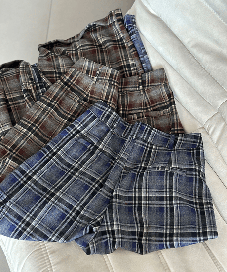 plaid wide pants / 2color　hm2768