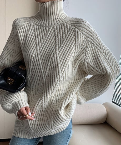 《即納》diamond pattern knit / 2color　hm1727