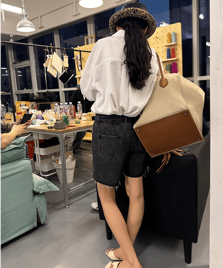 fringe hem denim shorts / 2color　hm2186