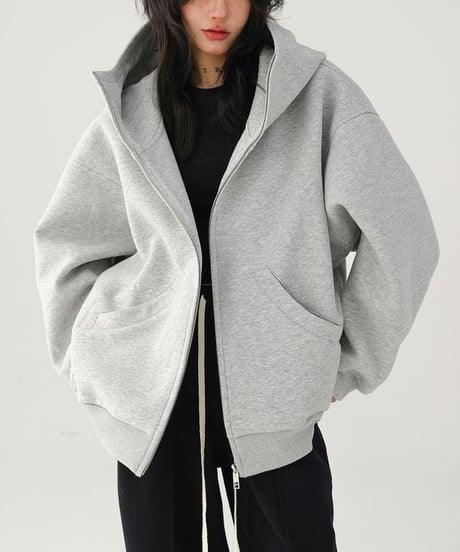 high neck zip hoodie / 2color　hm2745