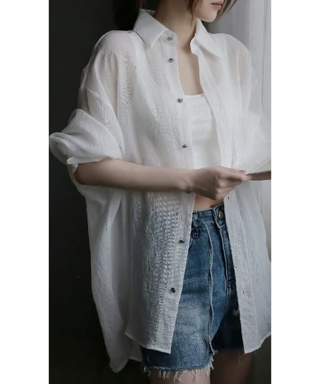 lightweight pinstripe shirt / 2color　hm2540