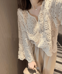 crochet lace cardigan　hm2874