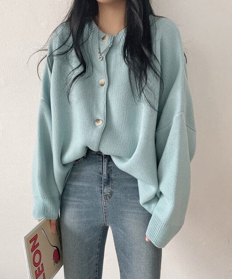 volume knit cardigan   / 4color　hm2605