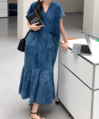 flared denim dress　hm2867