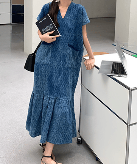 flared denim dress　hm2867