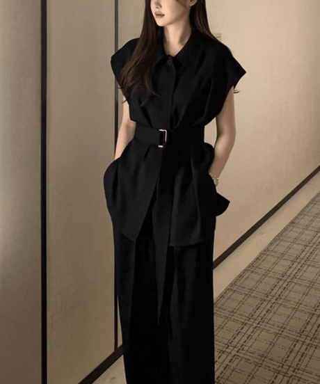 collared pants set / 3color　hm2863