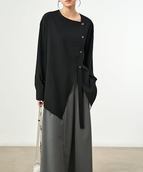 asymmetry button blouse　hm1965
