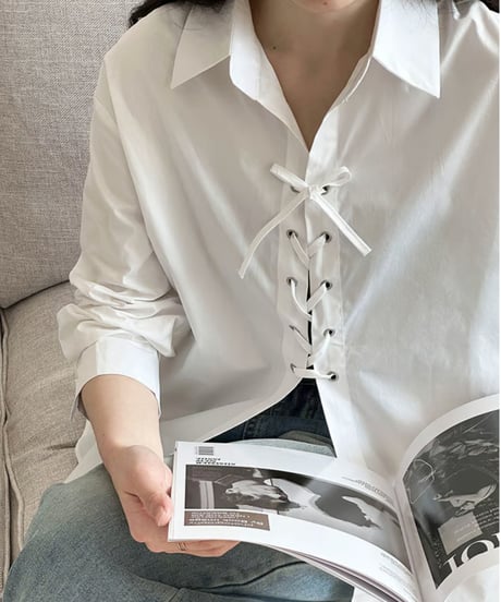 lace-up front shirt　hm2064