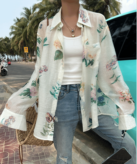 botanical sheer shirt / 2color　hm1882