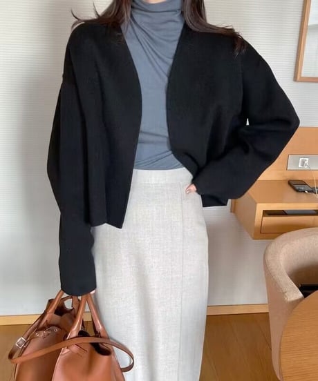 collarless short jacket / 3color　hm2609