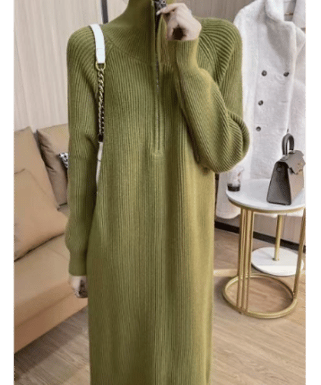 half-zip knit dress / 4color　hm2775