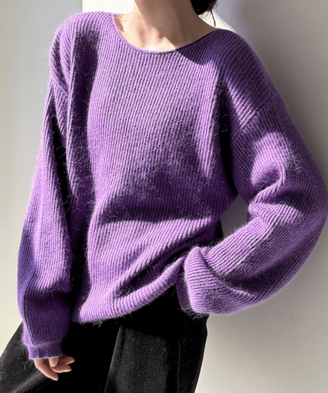 fluffy v-neck knit / 4color　hm2726