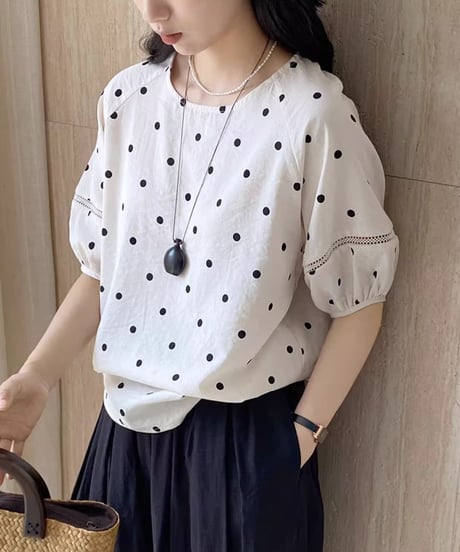 dot airy blouse / 2color　hm2402