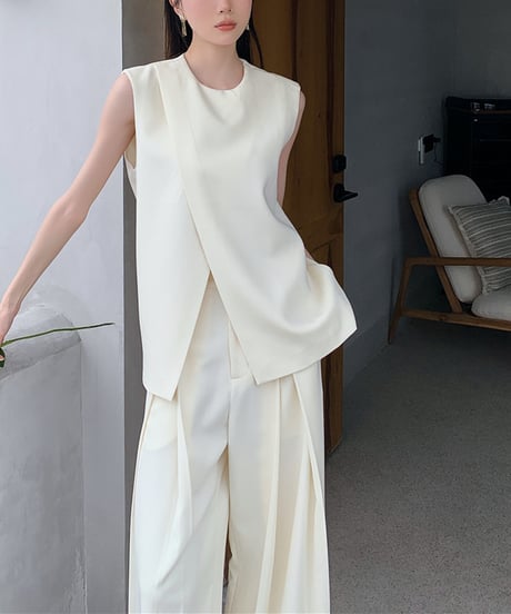 sleeveless top & wide pants suit　hm1406