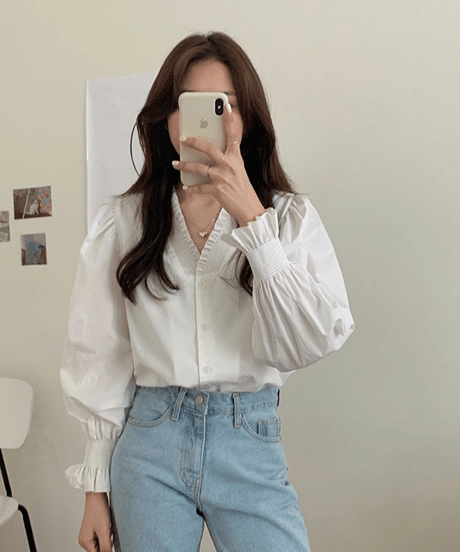 french puff blouse / 2color　hm2930