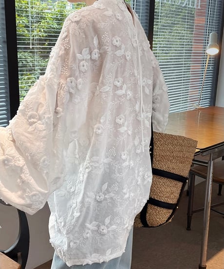 《即納》flower embroidery blouse　hm1374